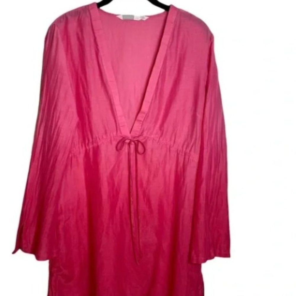 Athleta Ombre Pink to Red silk-blend Swimsuit Coverup with Drawstring